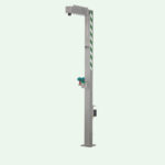 PremiumLine frostsichere beheizte Körper-Notdusche mit Augendusche, Edelstahl, für Bodenmontage