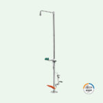 PremiumLine selbstentleerende Körper-Notdusche mit Augendusche, Edelstahl für Bodenmontage