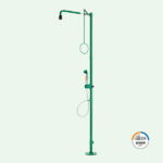 ClassicLine Körper-Notdusche mit Hand-Augendusche mit einem Brausekopf 45° für Bodenmontage