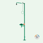 ClassicLine Körper-Notdusche mit Augendusche mit Auffangbecken für Bodenmontage