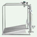 PremiumLine Augenduschen-Station mit umliegendem Schutzkorb, selbstentleerend, Edelstahl für Bodenmontage - Image 2