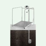 PremiumLine frostsichere selbstentleerende Augenduschen-Station mit umliegendem Schutzkorb mit Unterflurauslösung, Edelstahl für Bodenmontage - Image 4