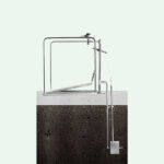 PremiumLine frostsichere selbstentleerende Augenduschen-Station mit umliegendem Schutzkorb mit Unterflurauslösung, Edelstahl für Bodenmontage - Image 2