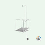 PremiumLine frostsichere selbstentleerende Notduschen-Station mit umliegendem Schutzkorb mit Unterflurauslösung, Edelstahl für Bodenmontage