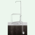 PremiumLine frostsichere selbstentleerende Notduschen-Station mit umliegendem Schutzkorb mit Unterflurauslösung, Edelstahl für Bodenmontage – Bild 3